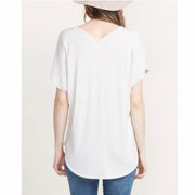 Bamboo Vneck Pocket T Blue Iris