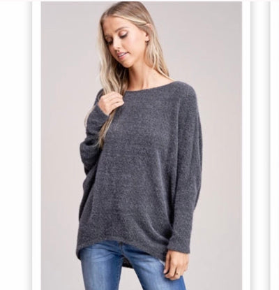 Fuzzy Lightweight Dolman Sleeve Charcoal