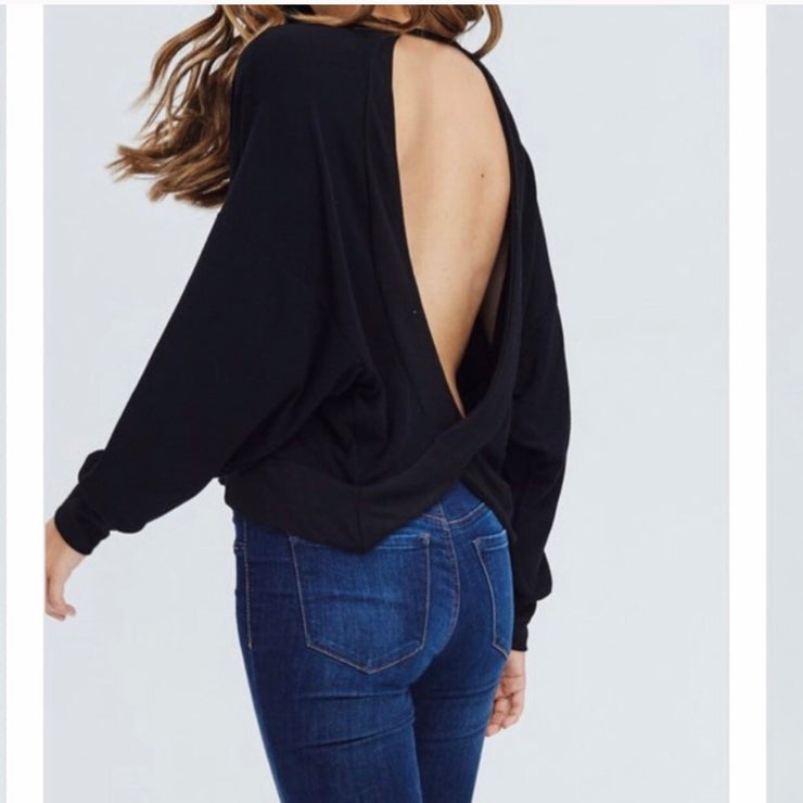 Lush Open Back Top Black