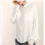 Puff Sleeve Button Down Top Off White