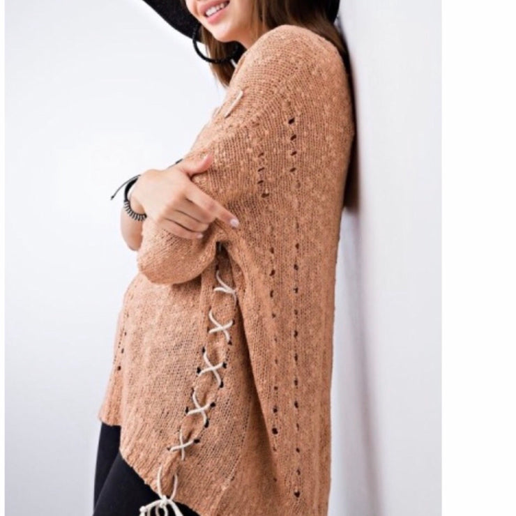 Lace-Up Pull Over Cinnamon