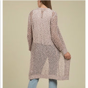Open Knit Cardigan Pink