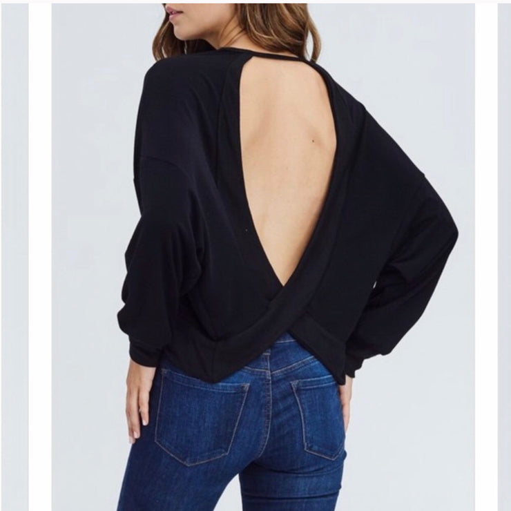 Lush Open Back Top Black