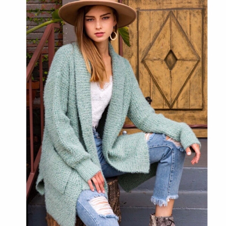 Silky Fuzzy Cardigan in Fired Brick