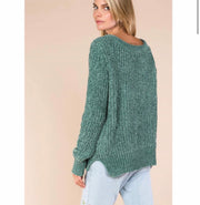 Cable Knit Velvet Chenille Pullover Sweater