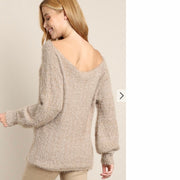 Taupe Multi-way Soft Sweater Pullover