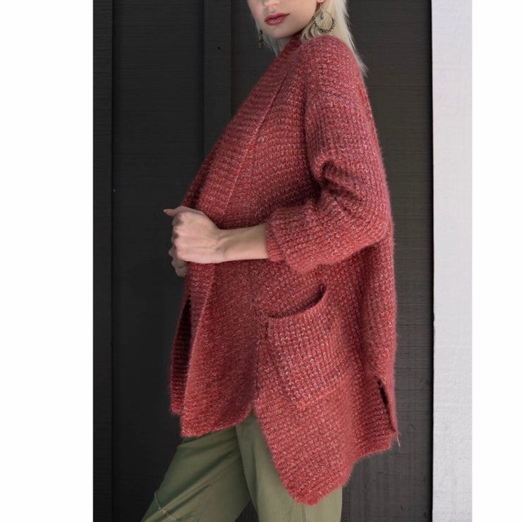 Silky Fuzzy Cardigan in Fired Brick