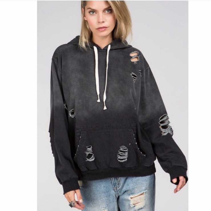 Distressed Hoody Oatmeal