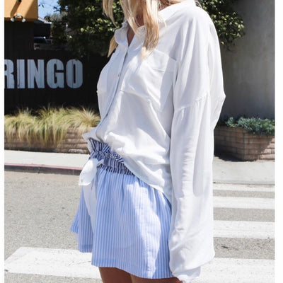 Puff Sleeve Button Down Top Off White