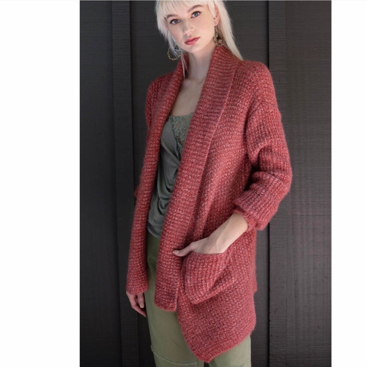 Silky Fuzzy Cardigan in Fired Brick