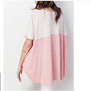 Rose Color Block Slub Knit T
