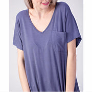 Bamboo Vneck Pocket T Blue Iris