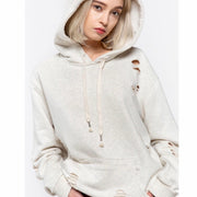 Distressed Hoody Oatmeal