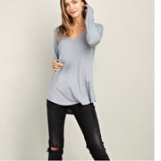 Bamboo Long Sleeve Vneck Red