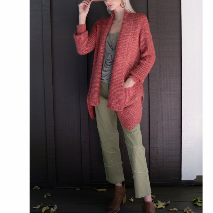 Silky Fuzzy Cardigan in Fired Brick