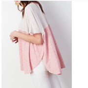 Rose Color Block Slub Knit T