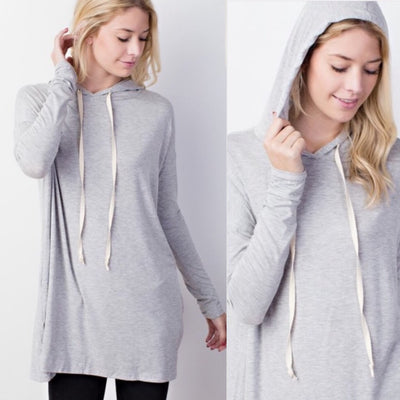 Hooded Bamboo Top H.Grey