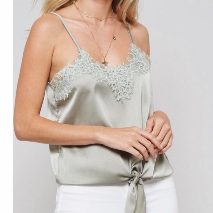 Front Tie Lace Cami Rose